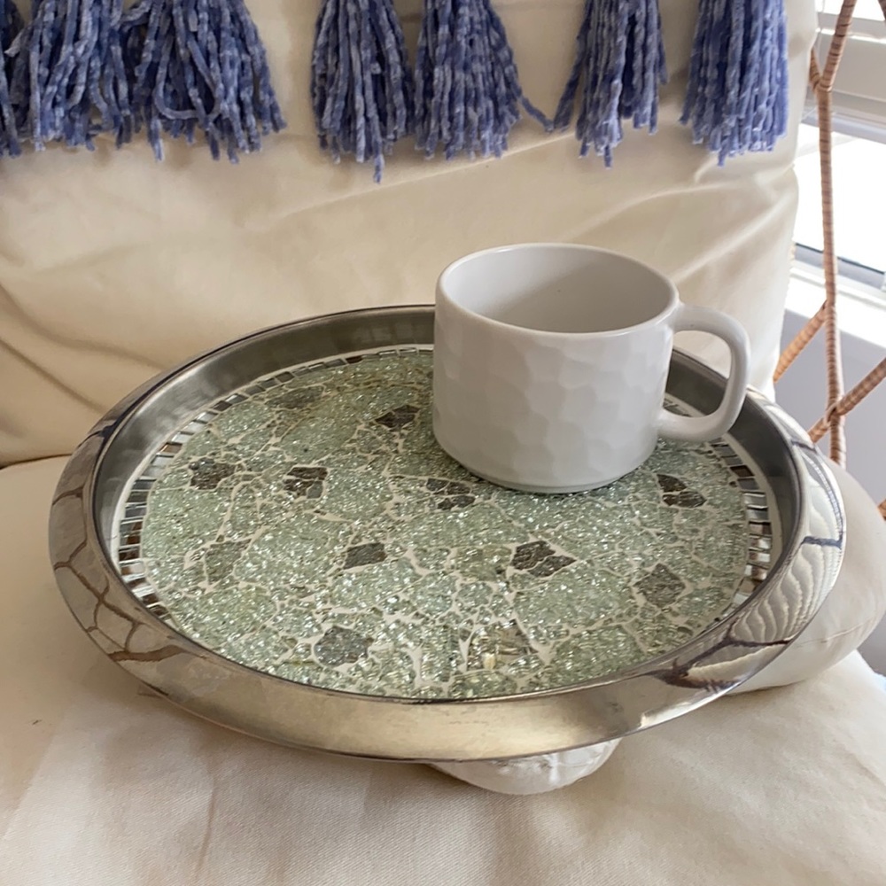 🪞 dreamy round mosaic platter 13.5” - Picture 1 of 10